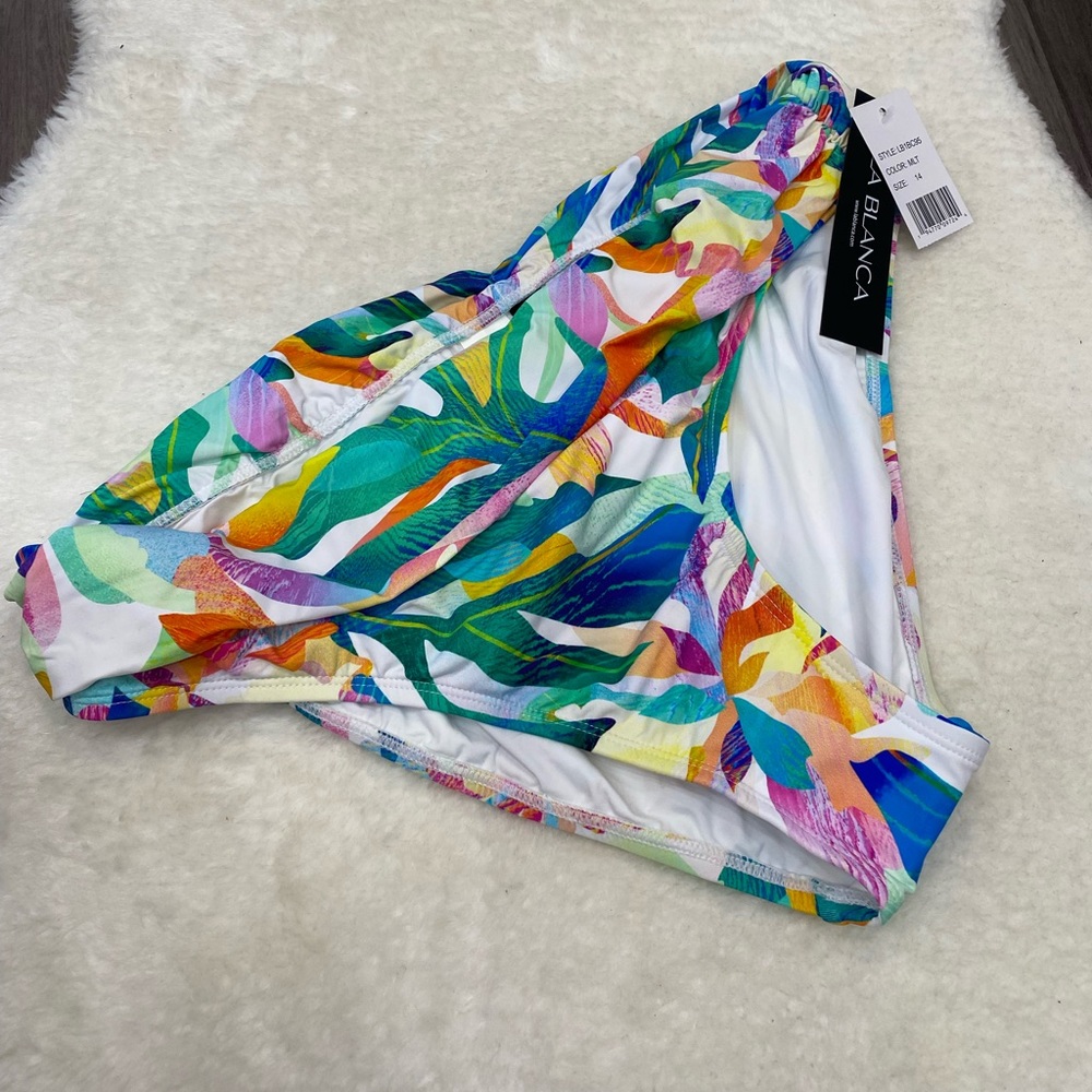 La Blanca Multicolor Tropical Swim Bikini Bottom size 14 - Picture 6 of 8